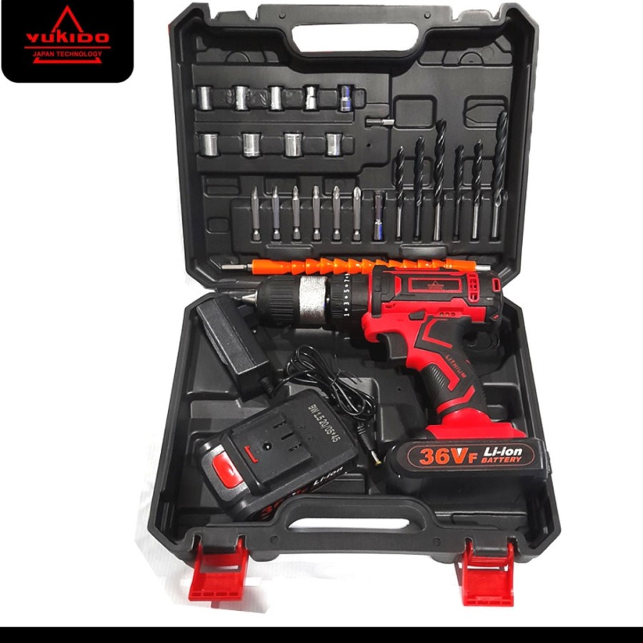 YUKIDO -SET Bor Obeng Bor Bolak Balik 36 V Charger Cordless Drill Char