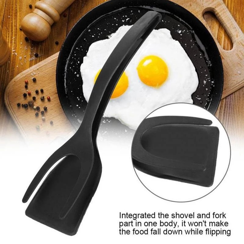 Hot Sale/Penjepit 2in1 Grip Dan Flip/Pancake Goreng Telur French Toast Omelet Terbalik/Egg Spatula Tongs Capit Dapur Gadget Bermanfaat