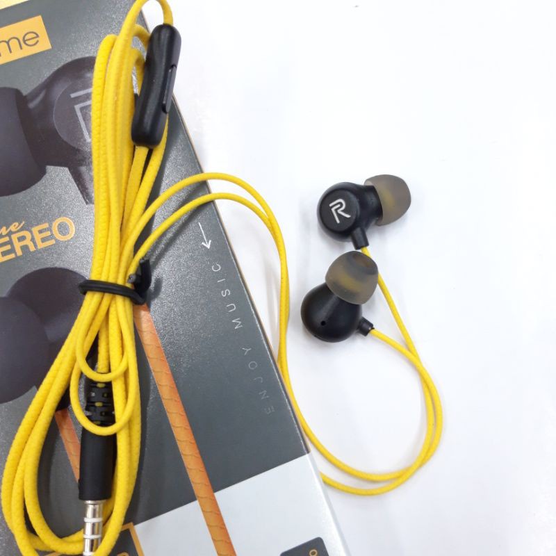 Earphone Realme M19 stereo bass music telfon headset mic