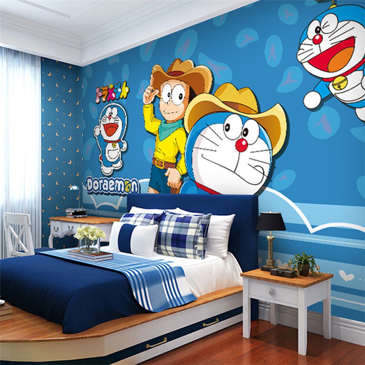 Berkualitas Custom Stiker Dinding Doraemon 3d Wallpaper Stiker Dinding Kamar Tidur Anak Perempuan Shopee Indonesia