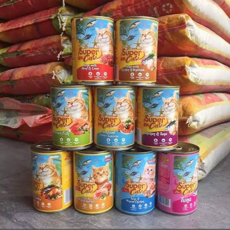 Makanan kucing super cat kaleng 400gr Adult dan Kitten