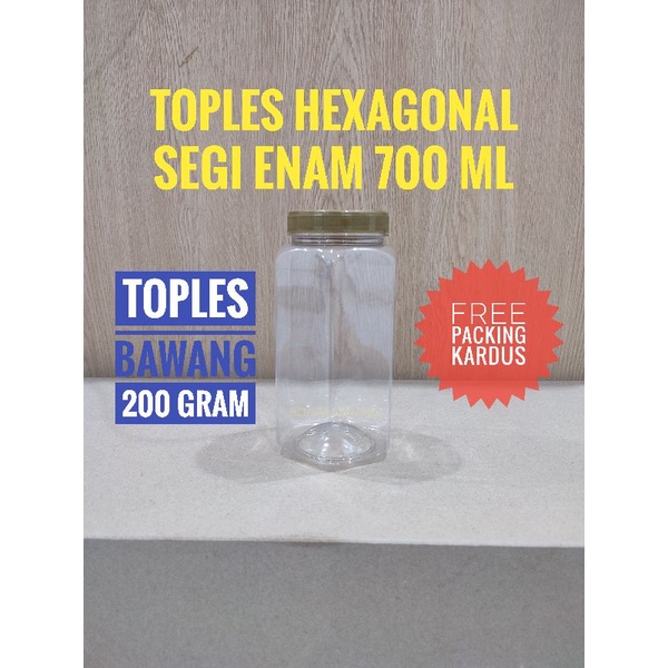 Toples Plastik 500ml 700ml / Toples Hexagonal / Toples Segi Enam / Toples Bawang / Toples Kue Snack