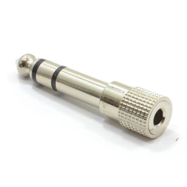 perubah jack 3.5mm to 6.5mm Crome putih silver sambungan hp ke mic speaker salon extender audio aux