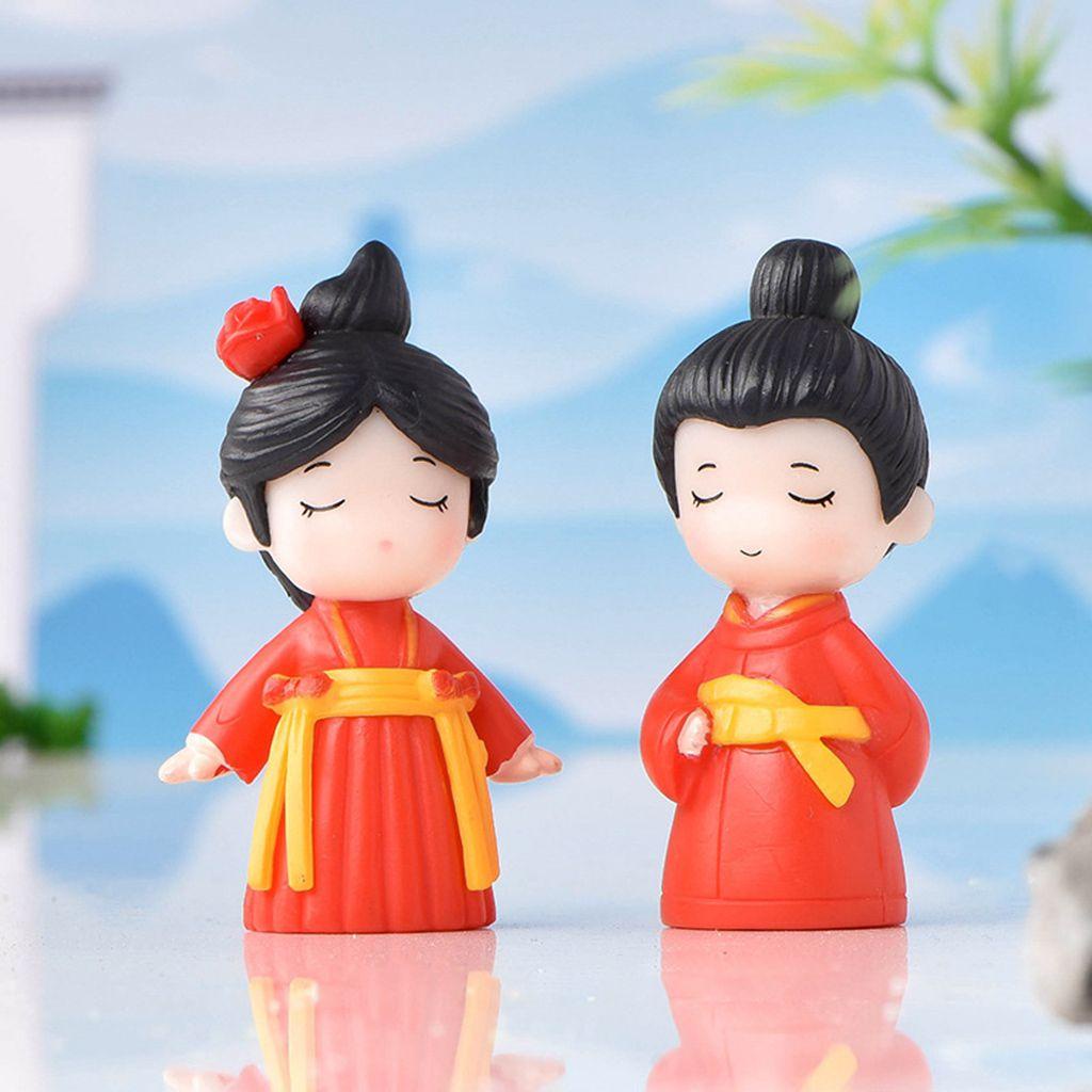 Kostum Agustina Model Kekasih Lucu Gaya Cina Kuno Patung Gambar Pemandangan Mikro DIY Kerajinan Rumah Boneka Miniatur Dekorasi