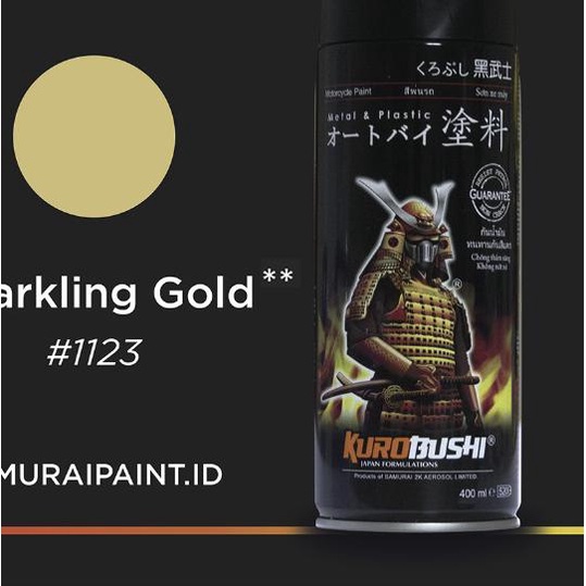 ➤ (Warna Metalik) 1123 Sparkling Gold - SAMURAI PAINT Cat semprot/Pilox ➣