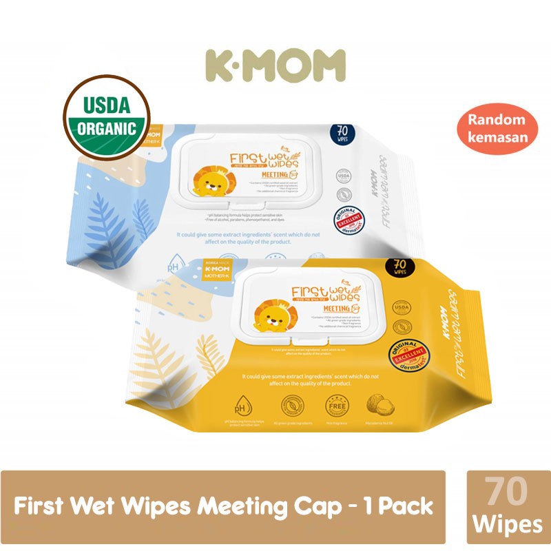 K-MOM First Wet Wipes Meeting Cap Tissue Basah Bayi - 70 s