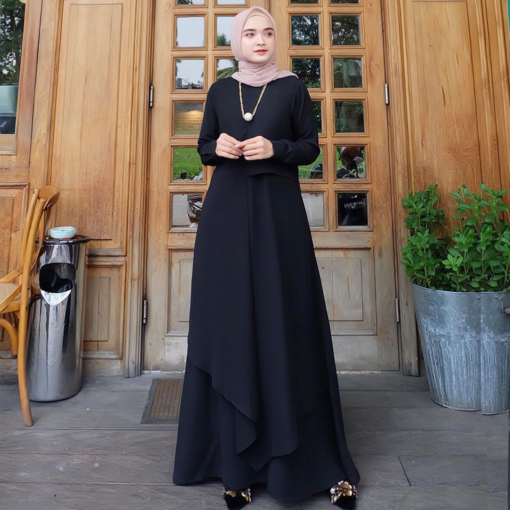 Dress Muslim /Gamis/Pakaian Wanita Azzahra erica Hitam
