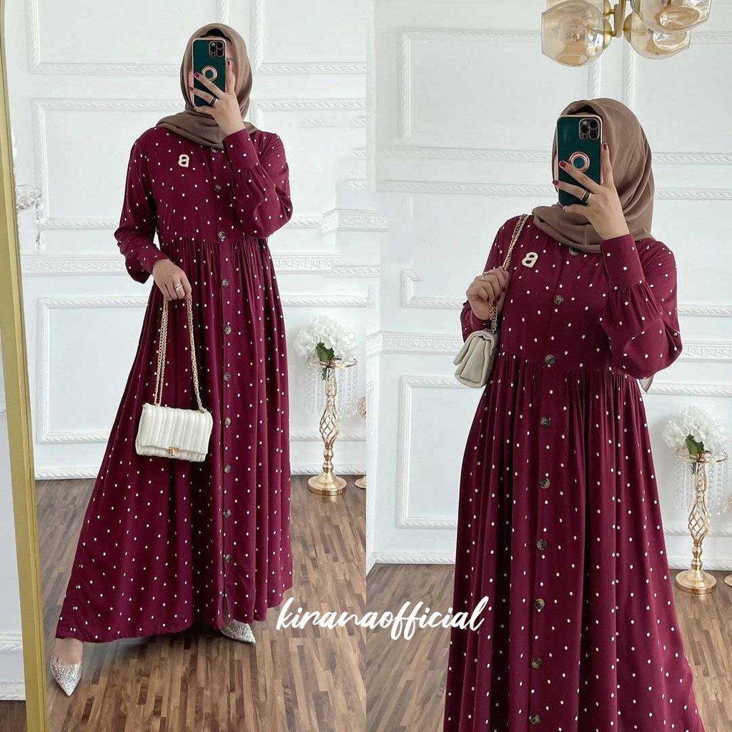 KIRANAOFFICIAL - ( COD ) SABRINA POLKA DRESS RAYON VISCOSE