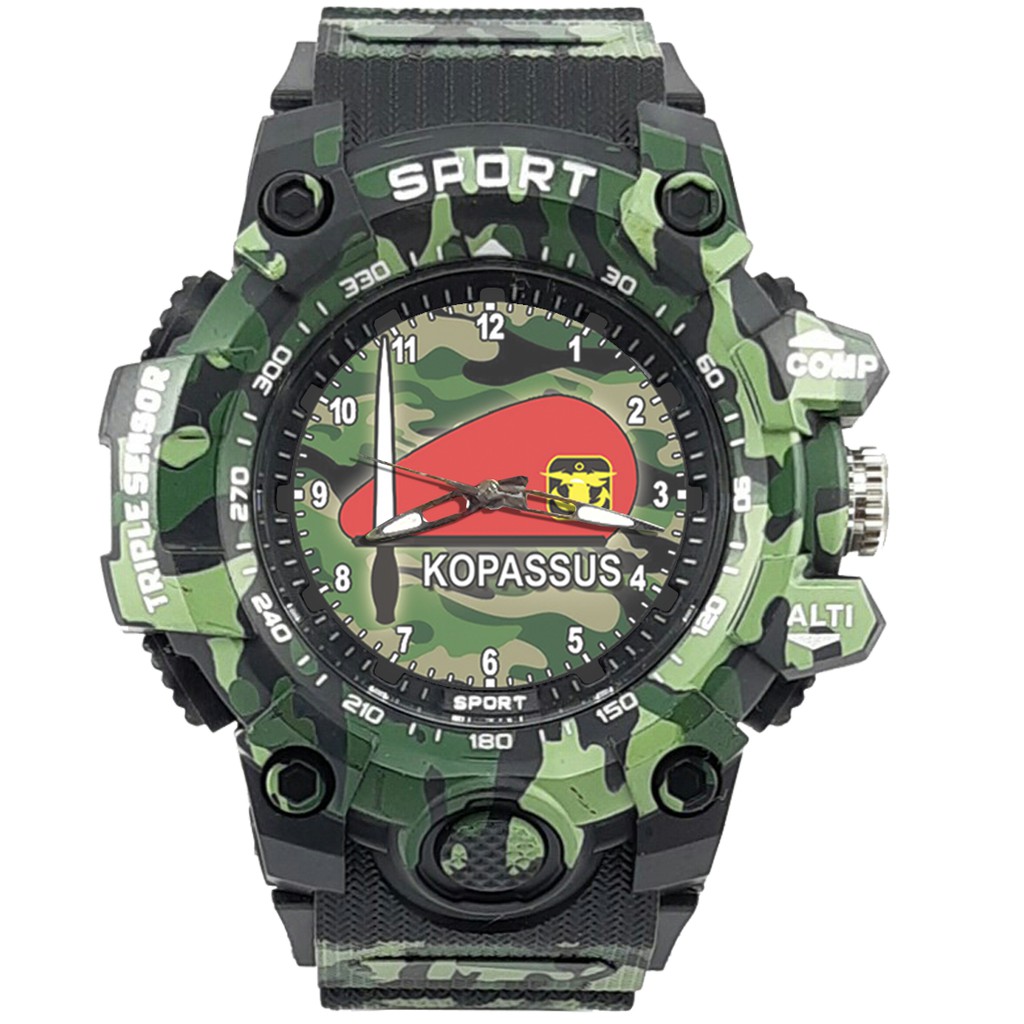 {Istimewa} Jam Tangan BARET MERAH KOPASUS (TNI) -Hitam Army Water Resistant