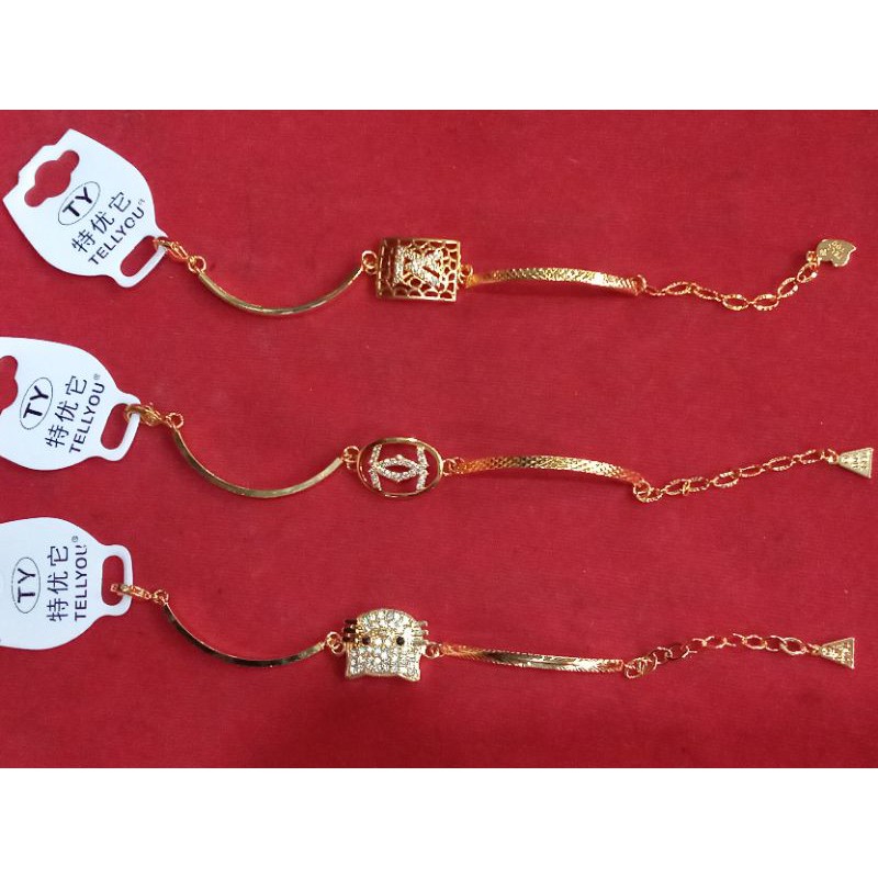 gelang Koye Plat wanita Chanel, Lv, Hello kitty,Love Xuping Lapis Emas. Original 100%