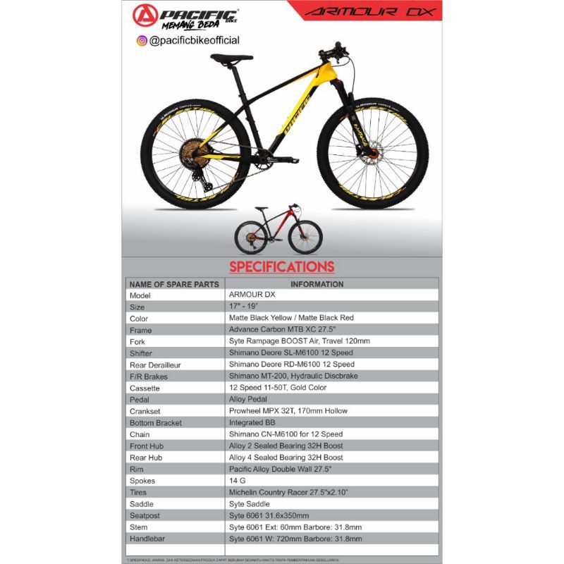 MTB PACIFIC BIKE ARMOUR DX SEPEDA GUNUNG