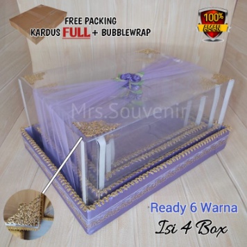 Tempat Kotak Seserahan Pernikahan Tunangan Set Lengkap Isi 4 Box Hantaran Parcel Mika Perhiasan Kosm