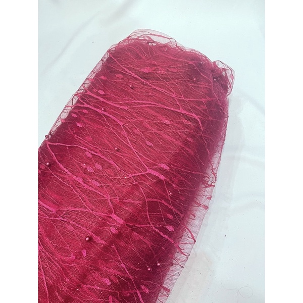 kain Tulle akar mutiara-Marron fanta