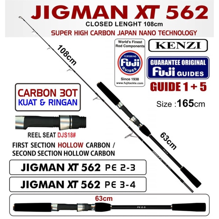 Joran Pancing Rod KENZI JIGMAN XT 562 - 165cm / PE.2-3