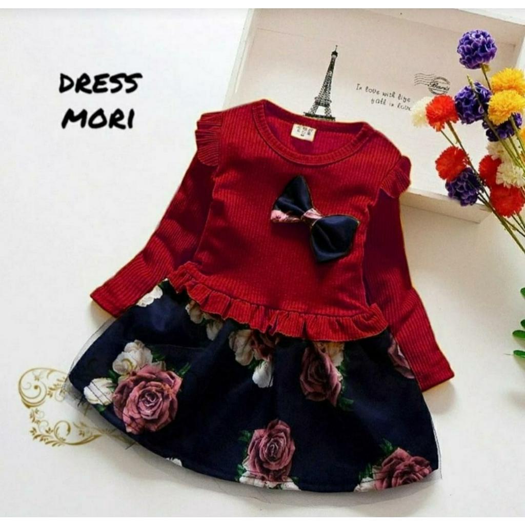 PCS DRESS MORI KID BAHAN BABYTERRY FE PAKAIAN ANAK PEREMPUAN