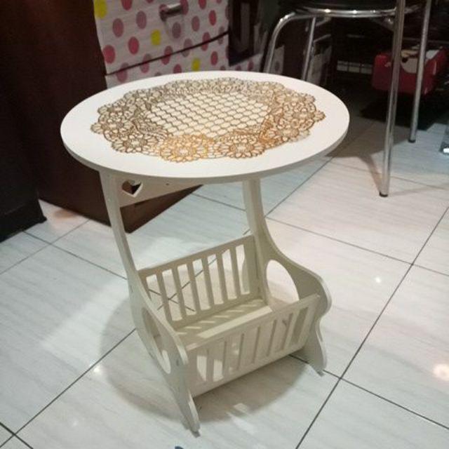 Bonus Taplak - Meja Kopi Bulat - Rak Buku - Meja Samping Sofa (1kg)
