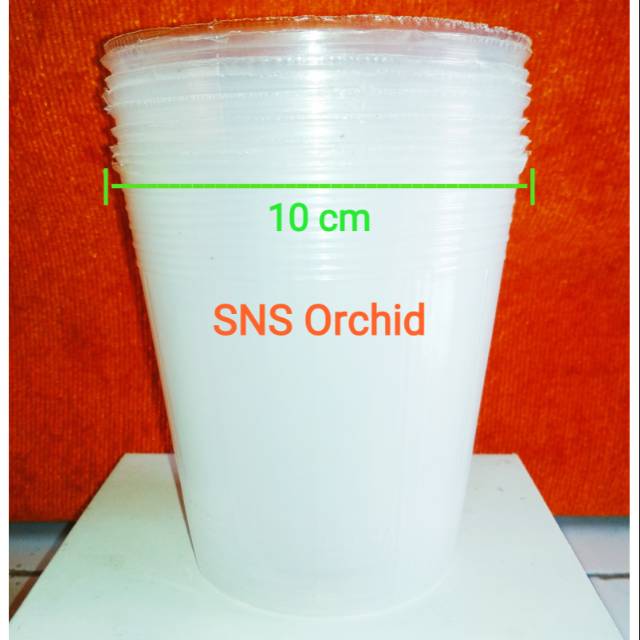 Pot fleksibel flexibel plastik transparan besar bening 10 cm anggrek dewasa isi 10
