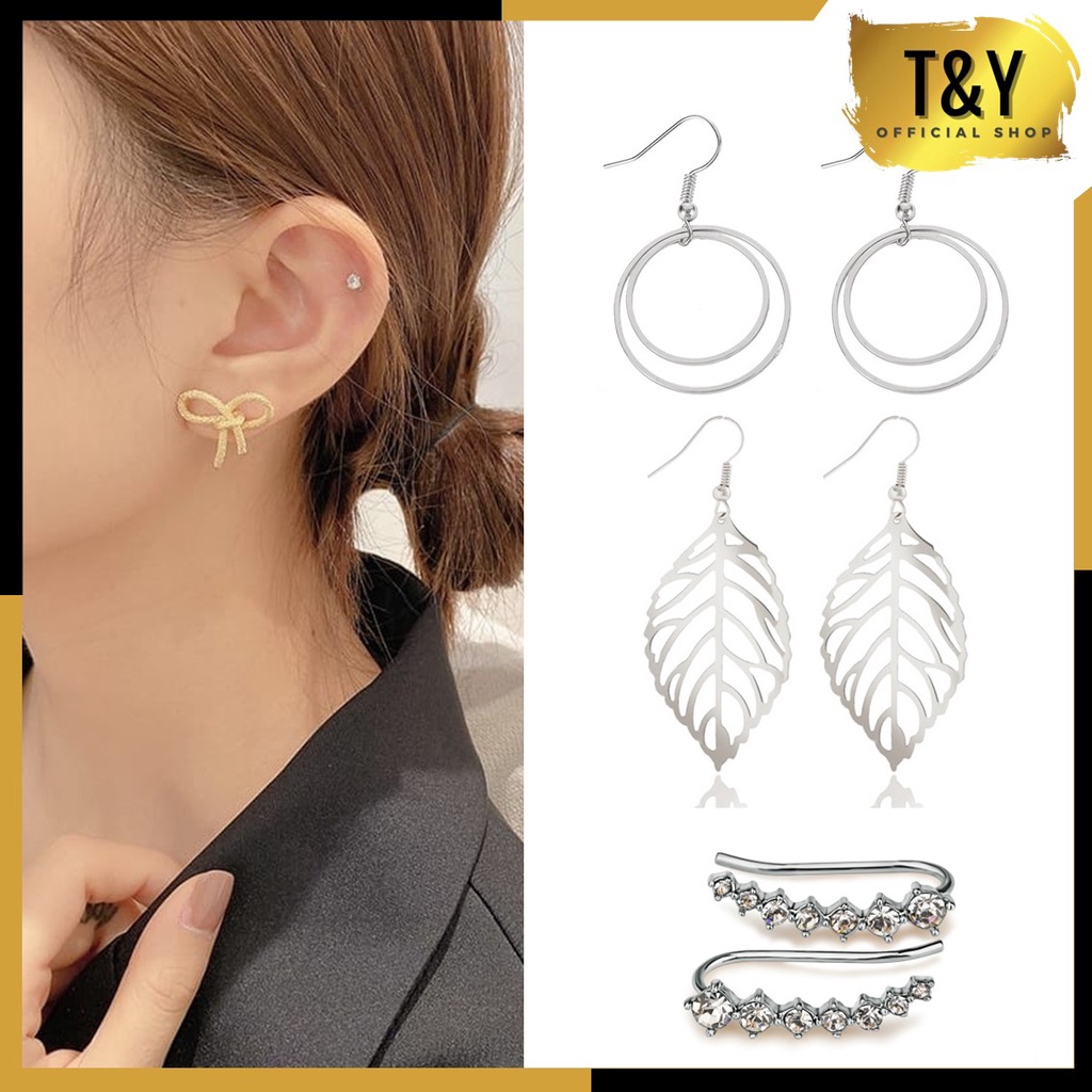 T&amp;Y Anting Tusuk Motif 1202 Anting Fashion Ala Korea Anting Gantung Panjang Gaya Vintage Import