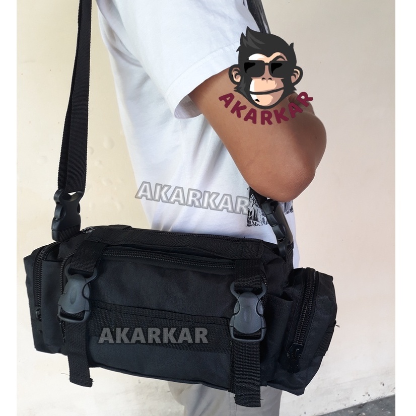 Tas Selempang Slingbag Hitam Brimob TNI Army