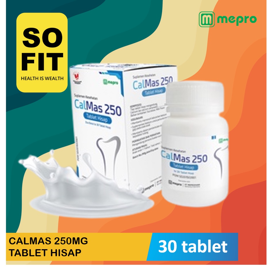 Calmas Tablet Hisap 250 mg 30 Tablet / Vitamin Tulang Calcium Kalsium / Vitamin Peninggi Badan / Mepro