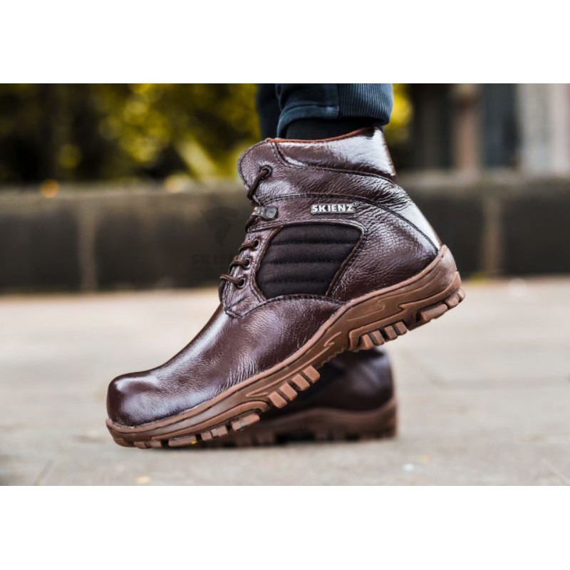 (COD) SEPATU SAFETY BOOTS PRIA KULIT ASLI SAPI SHOES COWOK TOURING TRACKING PREMIUM CH