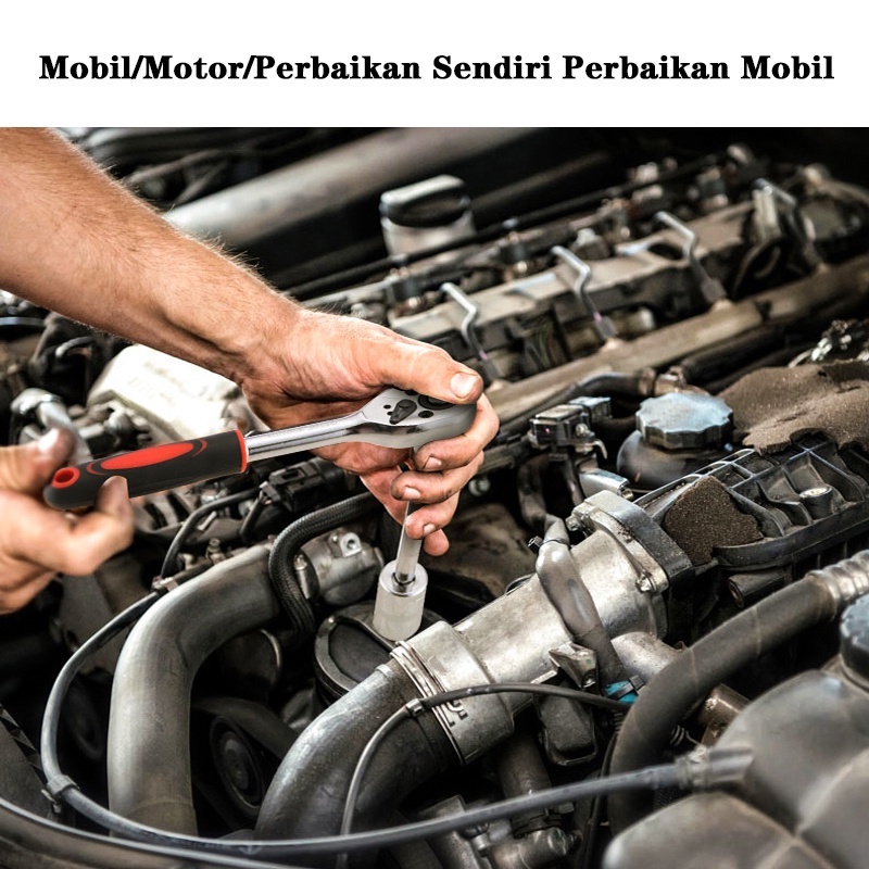 Set Kunci Sok Kunci Shock 46 pcs Mobil Motor Lengkap Socket Tool Kit set Pas Ring  Motor Mobil