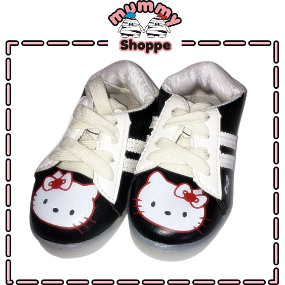 Sepatu Anak Motif Kucing Dengan Stripe Black