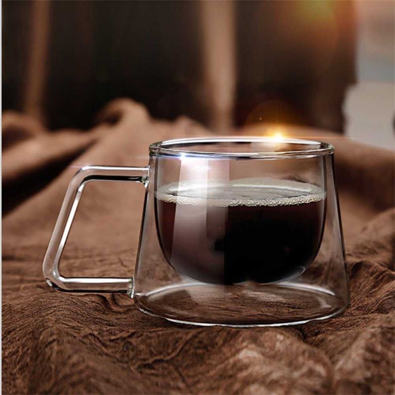 Cangkir Kopi Anti Panas Double Wall Glass Doomed Gelas Cangkir Kopi Double Glass Coffee Mug 240ml