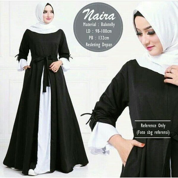 Baju Original ZH NAIRA Maxi Dress Muslim Modern Panjang Hijab Fashion Perempuan Casual Gamis Trend