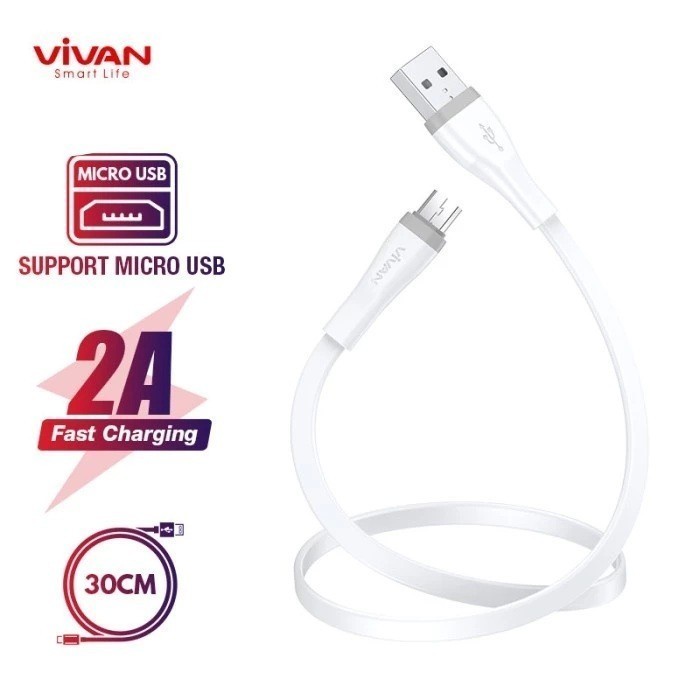 KABEL CHARGER POWERBANK FAST CHARGING 2.4A 30CM - VIVAN