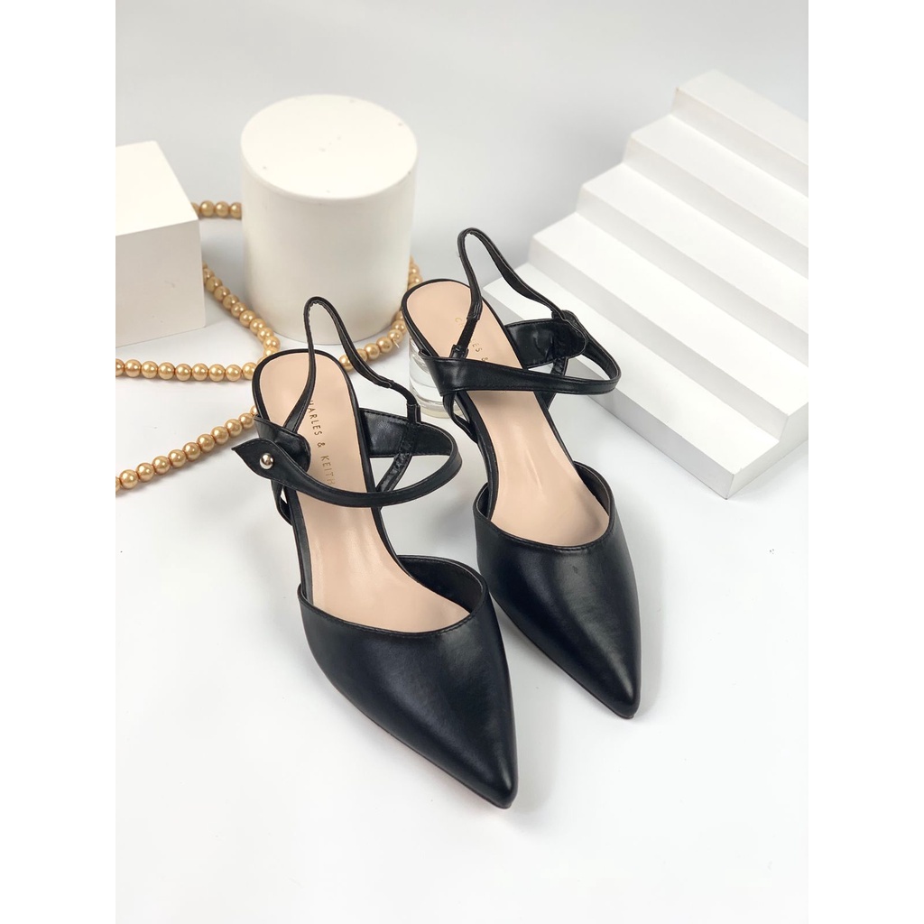 [7.7 Boombastis Sale⚡] - SEPATU WANITA CKS492 CK LEATHER SLINGBACK HEELS PREMIIUM IMPORT