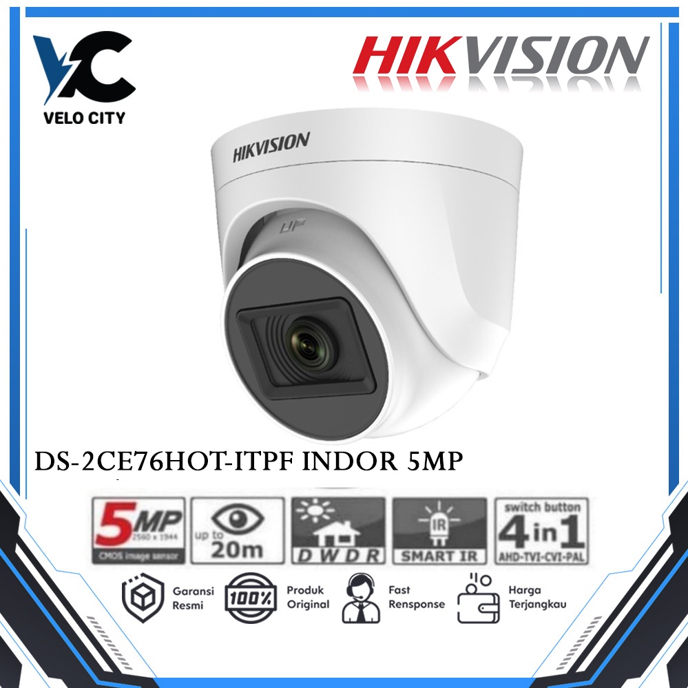 CCTV HIKVISION  5MP Indoor DS-2CE76HOT-ITPF Hik Vision DS 2CE76HOT ITPF - Garansi 2th