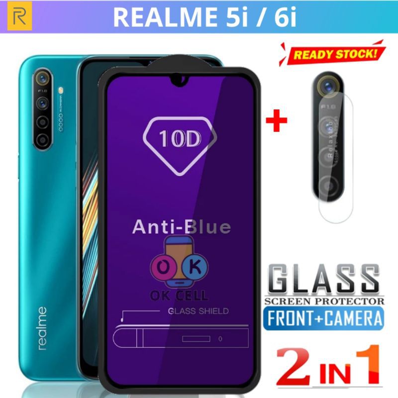 2in1- Tempered Glass Anti Blue Light Realme 5i 6i-Tg Anti Gores Blue Radiasi Realmi 6i.6i Full Layar