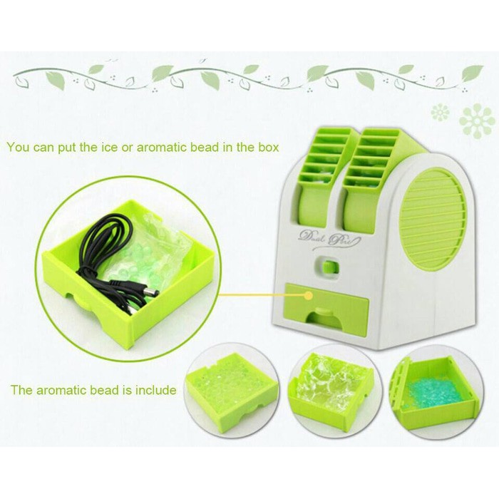 Ac Mini Portable - Neo Ac Duduk Double Mini Fan Portable Blower Kipas Usb