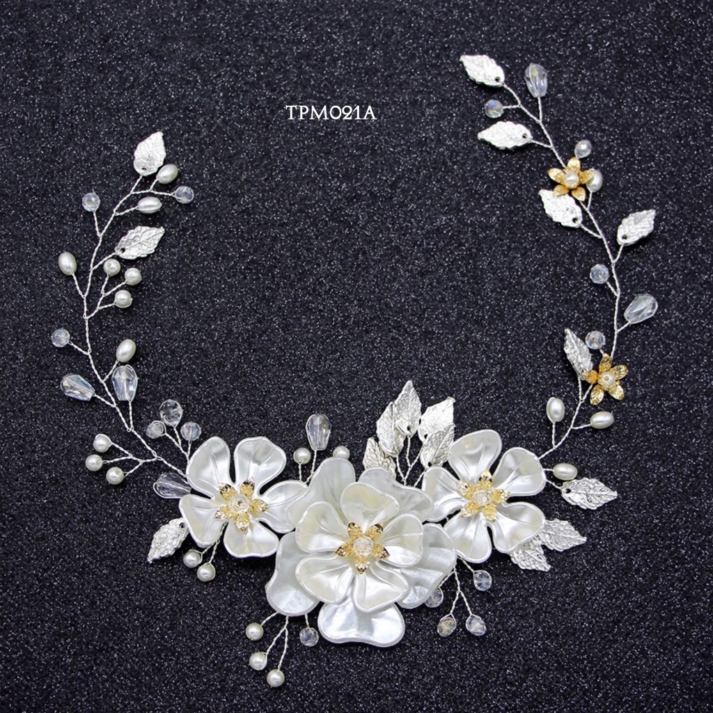 [BEST SELLER] AKSESORIS TIARA PESTA PENGANTIN BUNGA SIMPLE WEDDING BUNGA EMAS TPM021B