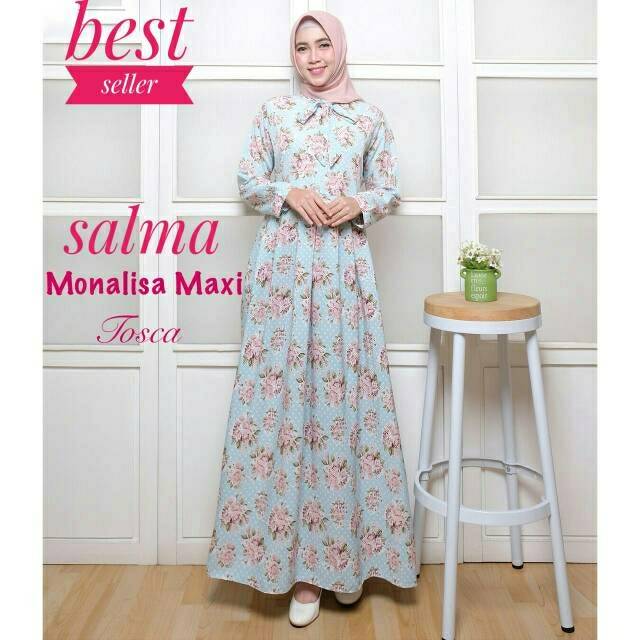 BAJU SALMA MAXI DRESS BUSUI MONALISA PREMIUM SEPERTI KATUN JEPANG GAMIS MOTIF BUNGA READY BANYAK