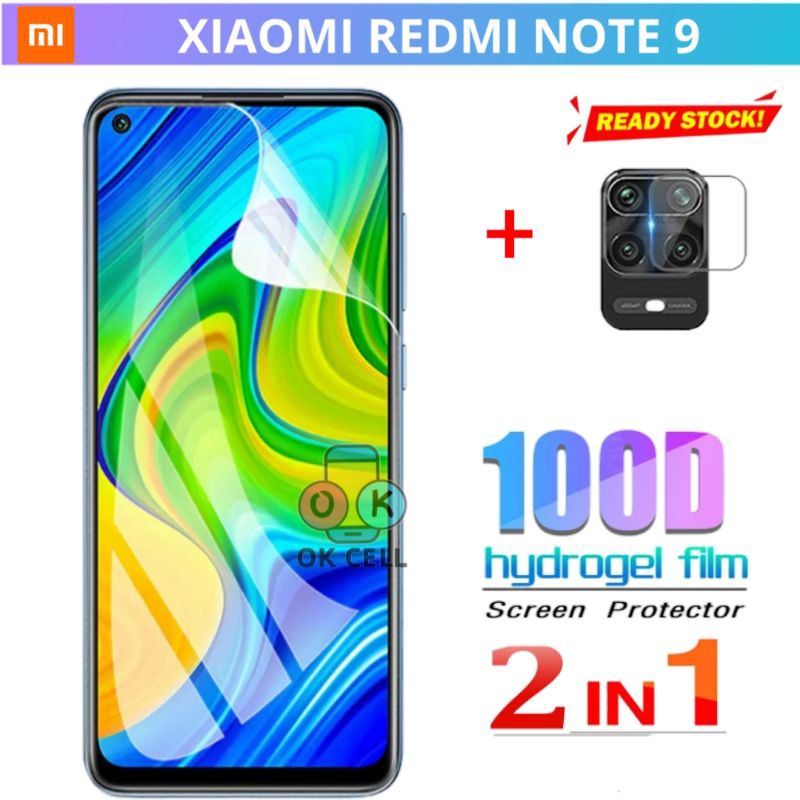 2in1 - Nano Glass Hydrogel Xiaomi Redmi Note 9 Screen Protector Hydro Gel Anti Gores Layar Kamera