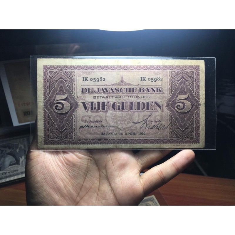 Uang Kuno Coen 5 Gulden VF Plus VXII