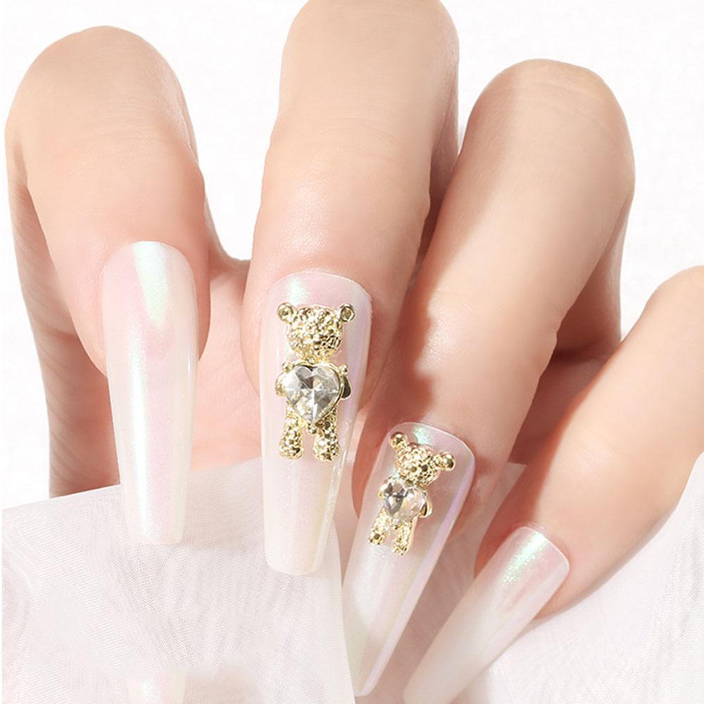 AUGUSTINA Agustin 3D Nail Art Rhinestones Super Flash Ikatan Simpul Berlian Beruang Manicure Aksesoris