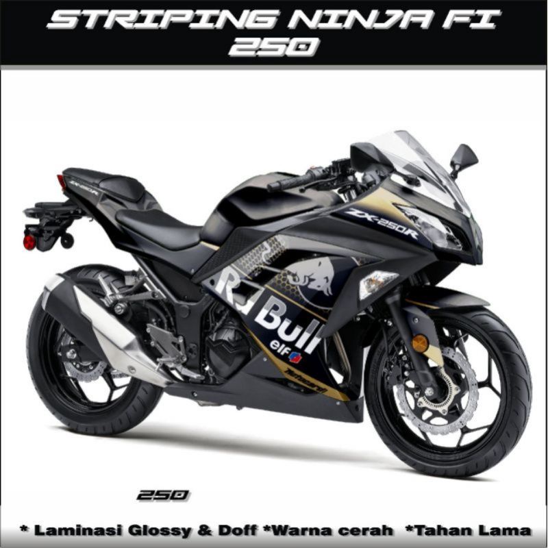 DECAL STIKER STRIPING MOTOR NINJA FI 250 / STRIPING VARIASI MOTOR NINJA FI MOTIF RED BULL