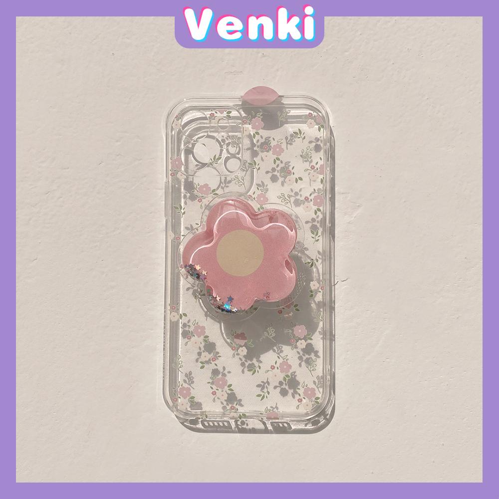 Soft Case Silikon Transparan Motif Bunga Dengan Popsocket Untuk Iphone 13 Pro Max 12 11 P 11