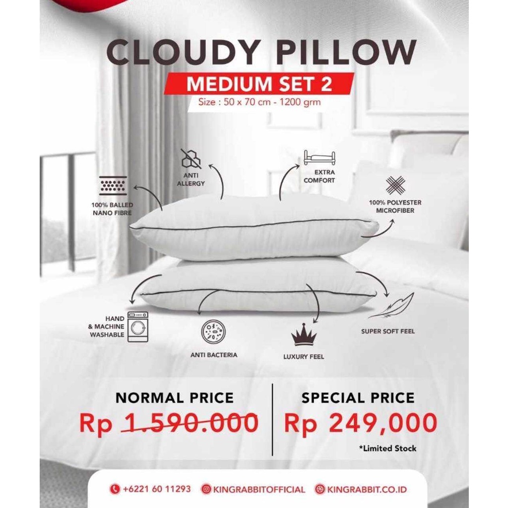 King Rabbit Cloudy Pillow set of 2