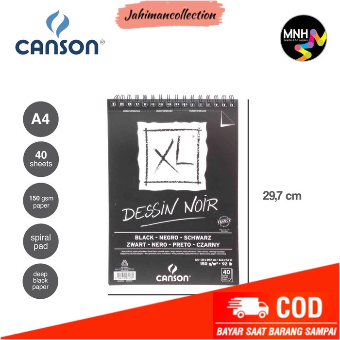 

✨ BISA COD ✨ Drawing Book Canson XL Black 150G A3 - A4 - Ukuran A4