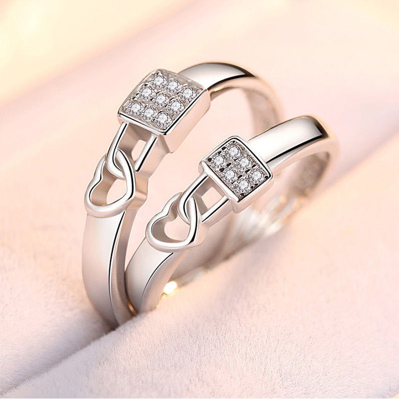 #22 Cincin Gembok Couple Anti Karat Silver 925 Wanita Lamaran Tunangan Kawin Korea Fashion S925