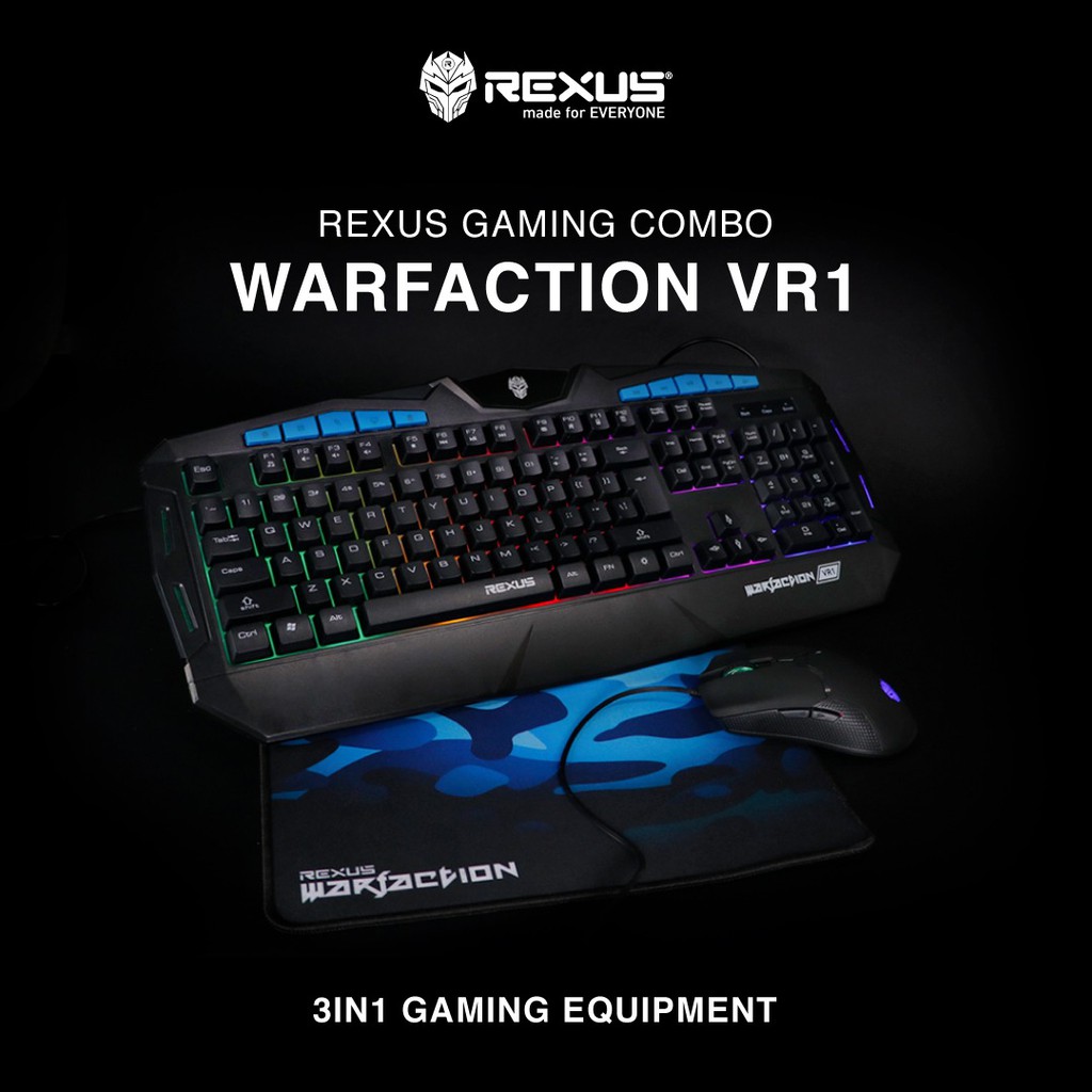 Keyboard Mouse REXUS VR1 GAMING Warfaction  (+Mouse pad) Combo Kit