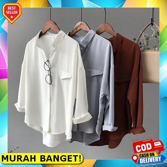 17Wear Kemeja Wanita Terbaru 2021 Import Kemeja Wanita Lengan Panjang 4343 Stripexdisnei Fit S - Xl 