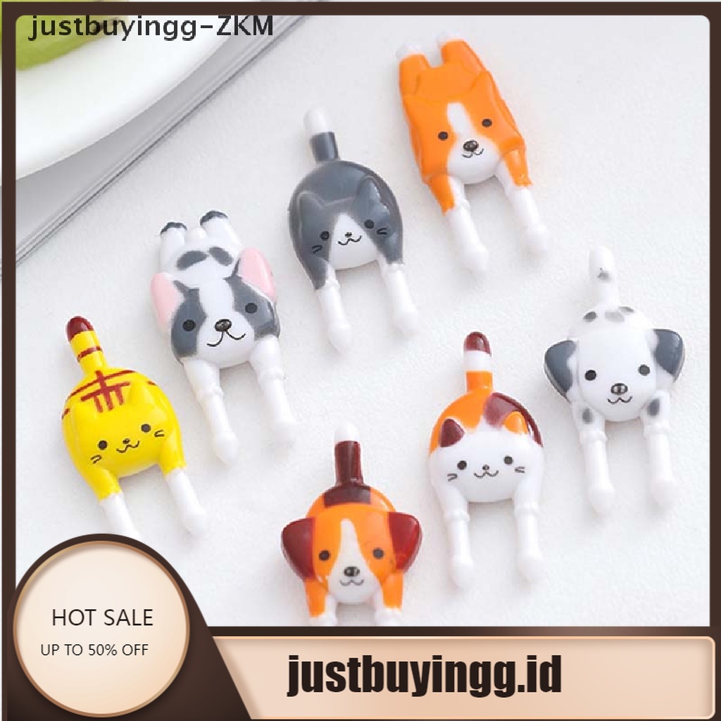 [justbuyingg] 7Pcs/set  Cute Mini Animal Cartoon Food Picks Children Snack Food Fruit Forks [zkm]