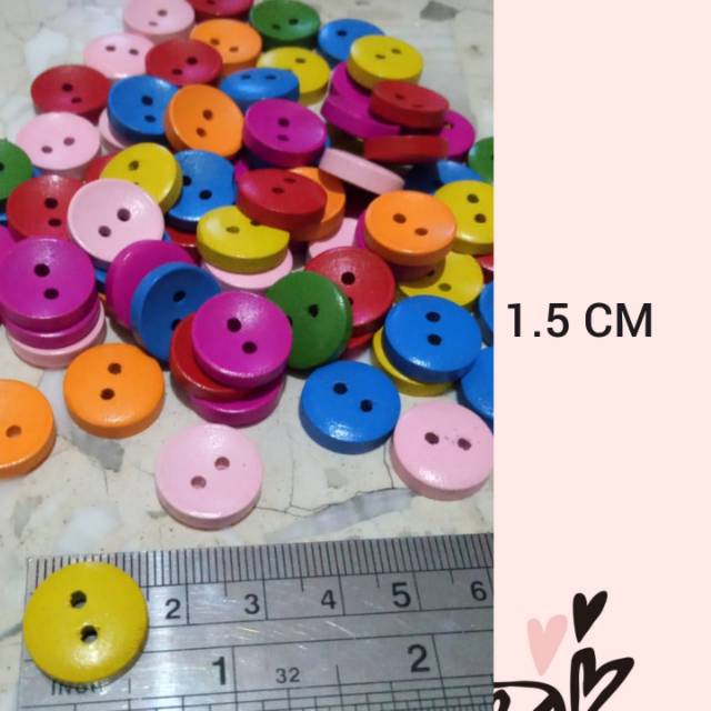 100 BUAH - KANCING KAYU WARNA  1.5 CM