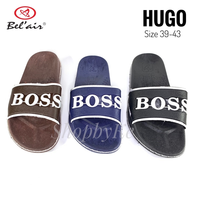 Sandal Selop Pria Merk Bel Air Tipe HUGO Warna Hitam, Biru dan Coklat Size 39-43