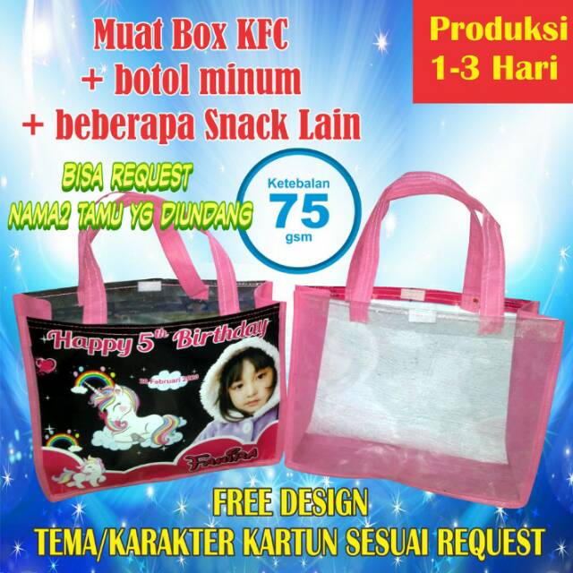 

Tas Souvenir Ulang Tahun Spundbond Kombinasi Mika Transparan